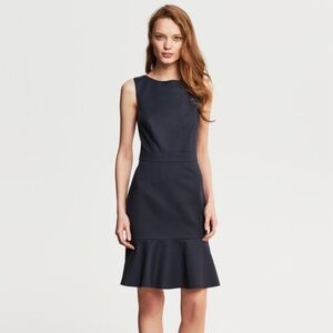 NWT [Banana Republic] Navy Blue Structured Sleeveless Suit Flounce Dress | XS 0